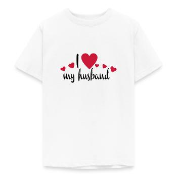 husband - Teenage T-Shirt - white - Front - AI Model Teenager Male dark (155cm)