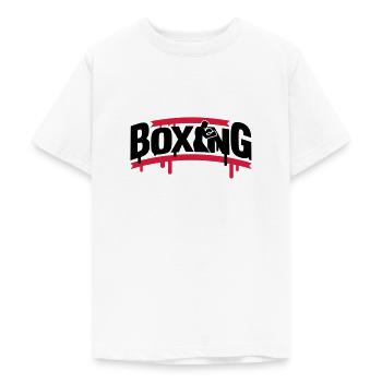 boxing_1_f2 - Teenager-T-shirt - hvid - Foran - AI Model Teenager Male dark (155cm)