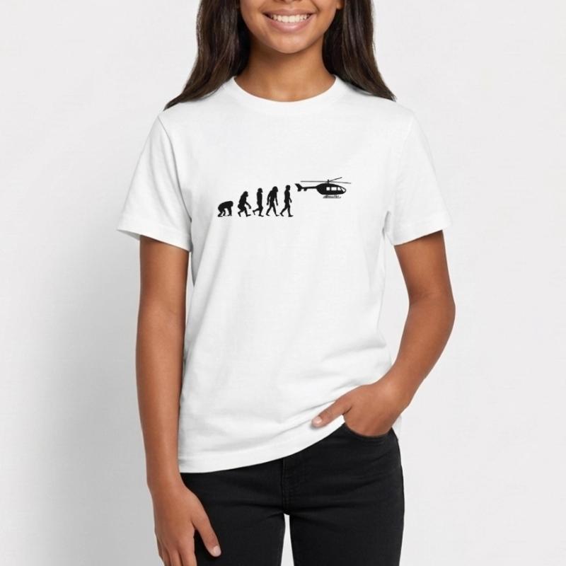 Hubschrauber Pilot Evolution Steinzeit Teenager T-Shirt