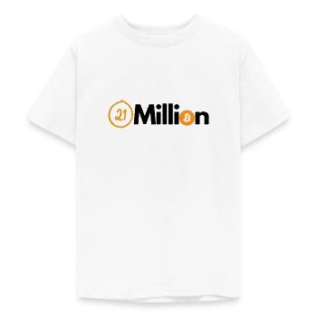 Crypto 21 millions de BTC Bitcoin - T-shirt Ado - blanc - Devant - AI Model Teenager Male dark (155cm)