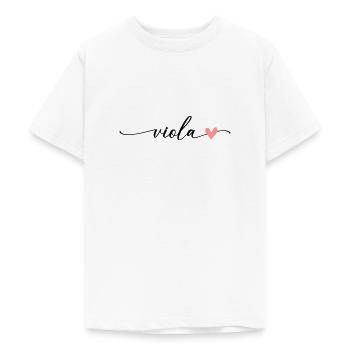 Viola Nom Prénom Calligraphie Script - T-shirt Ado - blanc - Devant - AI Model Teenager Male dark (155cm)