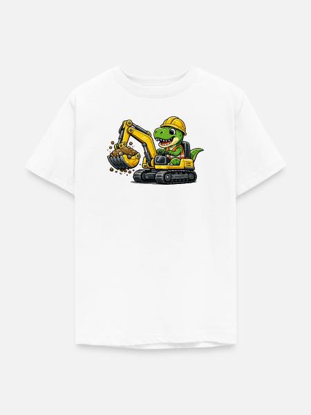 Süßer Dino Baggerfahrer - Teenager T-Shirt - Weiß