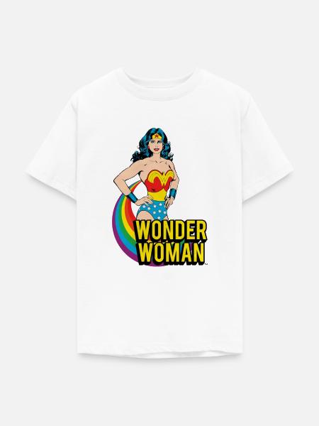 Wonder Woman Regenbogen Schriftzug - Teenager T-Shirt - Weiß