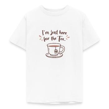 Je suis juste ici pour le tea Doodle - T-shirt Ado - blanc - Devant - AI Model Teenager Male dark (155cm)