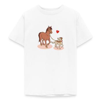 Pferd und Hund - Freunde für immer - Teenager T-Shirt - Weiß - Vorne - AI Model Teenager Male dark (155cm)