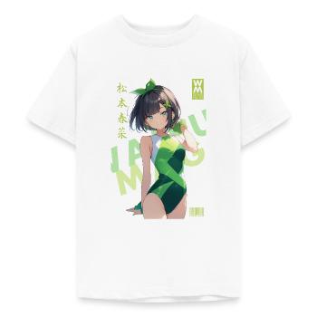 Waifu Mag n° 04 - Haruna Matsumoto - T-shirt Ado - blanc - Devant - AI Model Teenager Male dark (155cm)