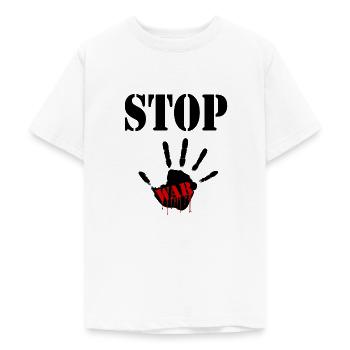 stop war - T-shirt Ado - blanc - Devant - AI Model Teenager Male dark (155cm)