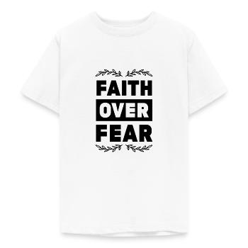 La foi biblique plutôt que la peur - T-shirt Ado - blanc - Devant - AI Model Teenager Male dark (155cm)
