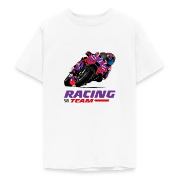 Moto Racing - Superbike - T-shirt Ado - blanc - Devant - AI Model Teenager Male dark (155cm)