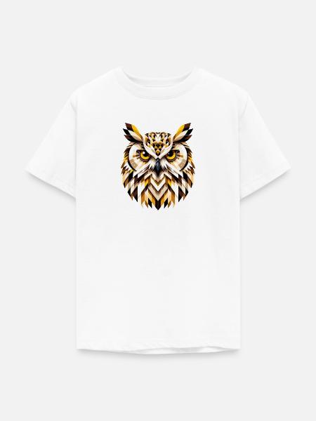 Abstrakte geometrische Eule - Farbgestaltung - Teenager T-Shirt - Weiß