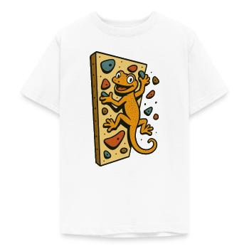 Bouldern Gecko Echse Klettern Retro Geschenk - Teenager T-Shirt - Weiß - Vorne - AI Model Teenager Male dark (155cm)