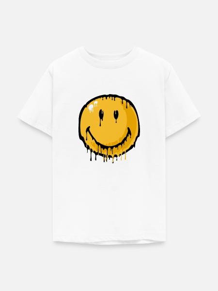 Smiley drip - Teenager T-Shirt - Weiß