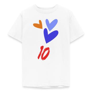 10. 10 JAHRE. 10-JÄHRIGES JUBILÄUM. 10-JÄHRIGES JUBILÄUM. - Teenager T-Shirt - Weiß - Vorne - AI Model Teenager Male dark (155cm)