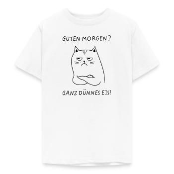 Guten Morgen? Ganz Dünnes Eis! Katze - Teenager T-Shirt - Weiß - Vorne - AI Model Teenager Male dark (155cm)
