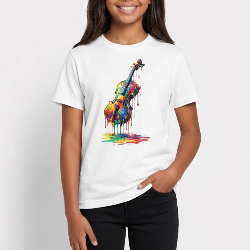 Geige mit tropfender Farbe Teenager T-Shirt