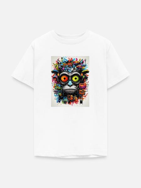 [MB] Farbenfrohes Affenchaos - Teenager T-Shirt - Weiß