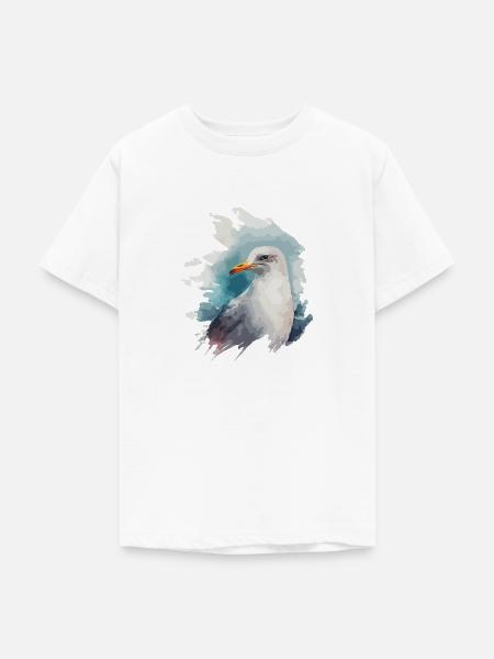Stylische Nordsee Küste Möwe Aquarell - Teenager T-Shirt - Weiß