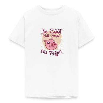 Vegan Animal Conservation Pig Meat Free Vegetarian - Teenage T-Shirt - white - Front - AI Model Teenager Male dark (155cm)