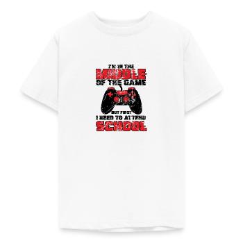 Kids Back to School Middle of the Game Attend - Teenage T-Shirt - white - Front - AI Model Teenager Male dark (155cm)
