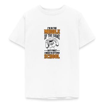 Kids Back to School Middle of the Game Attend - Teenage T-Shirt - white - Front - AI Model Teenager Male dark (155cm)