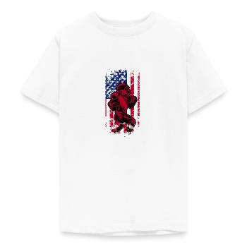 American Football Flag Patriotic Sports Football - Teenage T-Shirt - white - Front - AI Model Teenager Male dark (155cm)