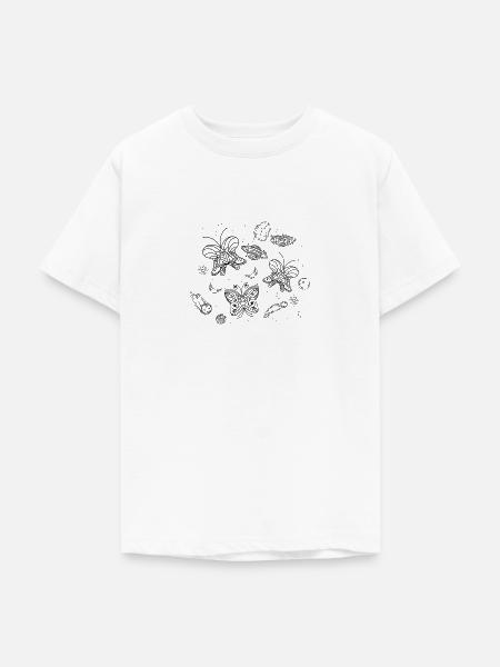 Himmlischer Schmetterling Nachthimmel Linienkunst - Teenager T-Shirt - Weiß