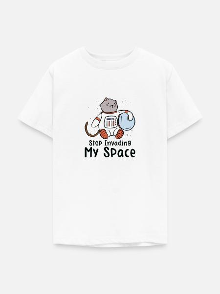 Weltraum Schnurrende Katze Astronaut - Teenager T-Shirt - Weiß
