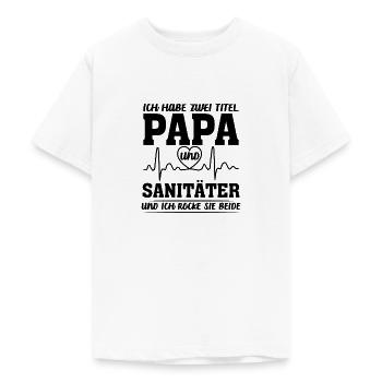 Sanitäter Vater Papa Rettungssanitäter Spruch - Teenager T-Shirt - Weiß - Vorne - AI Model Teenager Male dark (155cm)