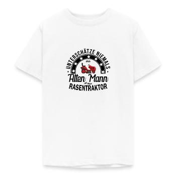 Tracteur de pelouse Jardinier Tondeuse de pelouse Tracteur - T-shirt Ado - blanc - Devant - AI Model Teenager Male dark (155cm)