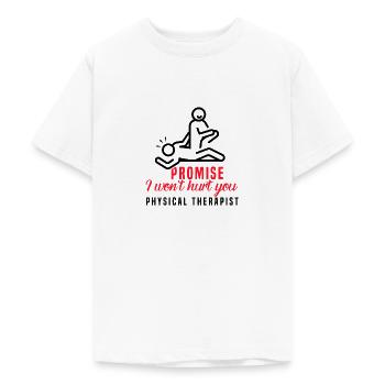 Physiothérapeute Drôle de promesse que je - T-shirt Ado - blanc - Devant - AI Model Teenager Male dark (155cm)