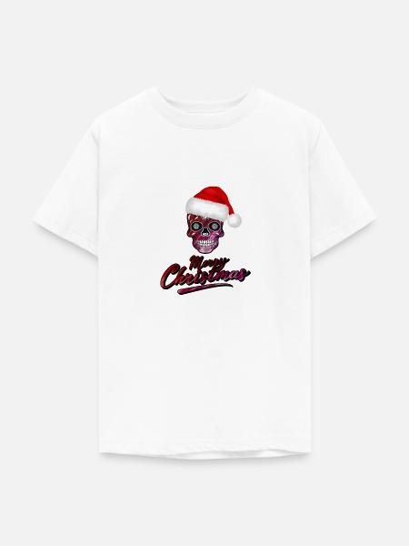 Totenkopf im Weihnachts Design - Teenager T-Shirt - Weiß
