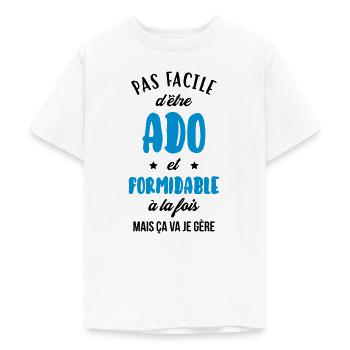 adolescent / enfant / ado / adolescente - T-shirt Ado - blanc - Devant - AI Model Teenager Male dark (155cm)