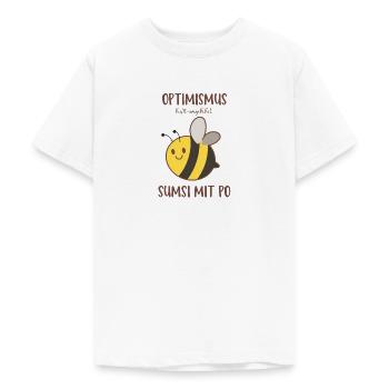 Optimismus heisst umgekehrt Sumsi mit Po - Teenager T-Shirt - Weiß - Vorne - AI Model Teenager Male dark (155cm)