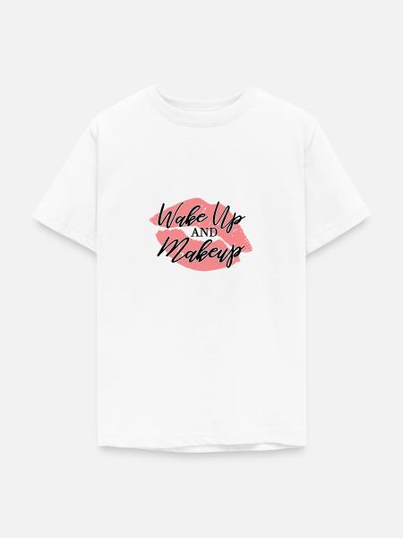 wake up and makeup gift - Teenager T-Shirt - Weiß