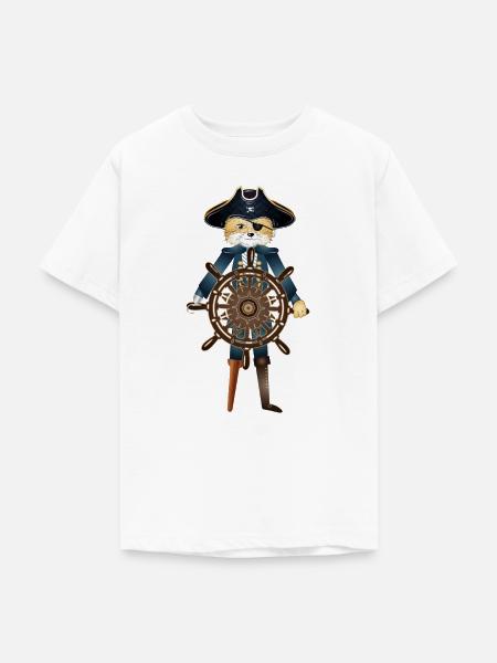 Fuchs als Piratenkapitän - Teenager T-Shirt - Weiß