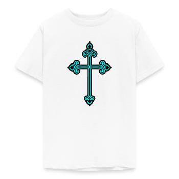 Cross Sign Faith - Teenage T-Shirt - white - Front - AI Model Teenager Male dark (155cm)