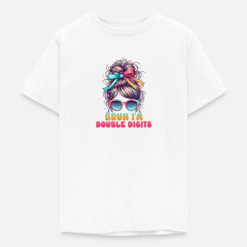 Idea regalo per ragazza per il decimo compleanno a doppia cifra - Maglietta per ragazzi - bianco