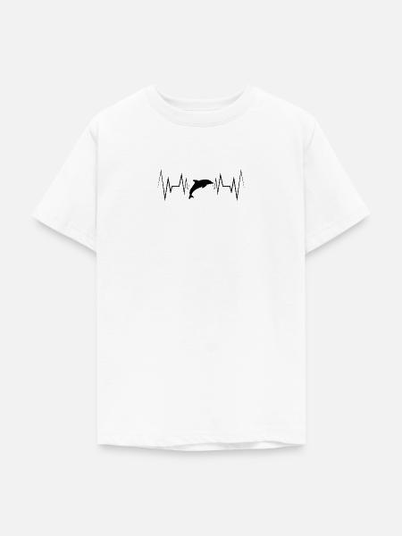 Herzschlag Delfin Silhouette - Teenager T-Shirt - Weiß