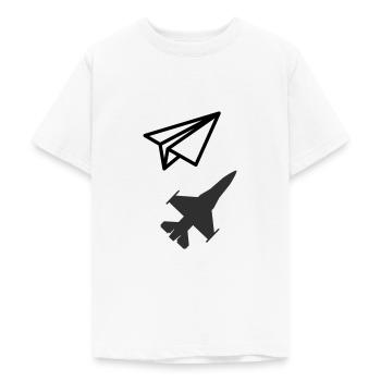 Paper airplane - Keeping your child's soul - Teenage T-Shirt - white - Front - AI Model Teenager Male dark (155cm)