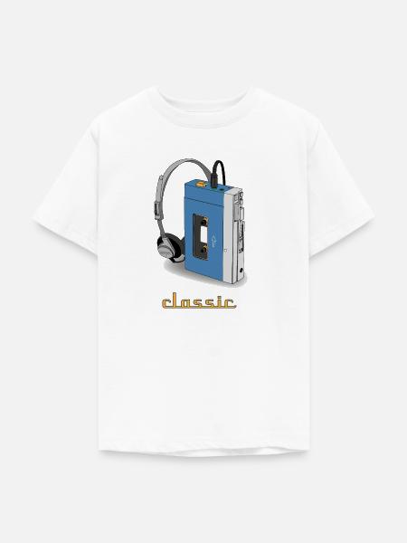 CLASSIC-WALKMAN im Retrodesign, blau - Teenager T-Shirt - Weiß