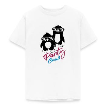 Penguin Friends Party Crew - T-shirt Ado - blanc - Devant - AI Model Teenager Male dark (155cm)