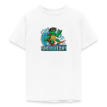 Surf Turtle – Shell Yeah Wellenreiten Schildkröte - Teenager T-Shirt - Weiß - Vorne - AI Model Teenager Male dark (155cm)