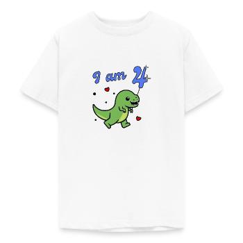 Dino, j’ai 4 ans - T-shirt Ado - blanc - Devant - AI Model Teenager Male dark (155cm)