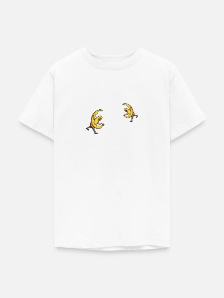Cartoon Banane: Dynamische Action-Illustration - Teenager T-Shirt - Weiß