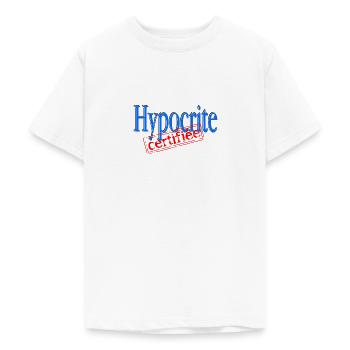 Hypocrite certifiée - T-shirt Ado - blanc - Devant - AI Model Teenager Male dark (155cm)