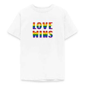 Love Wins LGBTQ - Teenage T-Shirt - white - Front - AI Model Teenager Male dark (155cm)