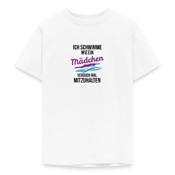 ich schwimme wie ein maedchen Schwimmer - Teenager T-Shirt - Weiß - Vorne - AI Model Teenager Male dark (155cm)