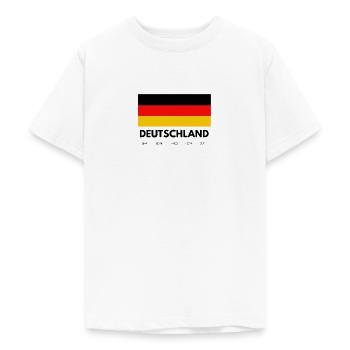 Deutschland Schriftzug mit Flagge und Jahreszahlen - Teenager T-Shirt - Weiß - Vorne - AI Model Teenager Male dark (155cm)