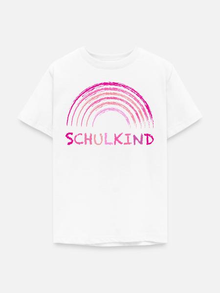 Schulkind Kreide Regenbogen pink zur Einschulung - Teenager T-Shirt - Weiß