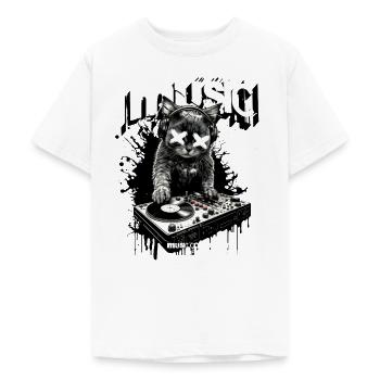 Musik Katze DJ Party Turntables Fun - Teenager T-Shirt - Weiß - Vorne - AI Model Teenager Male dark (155cm)